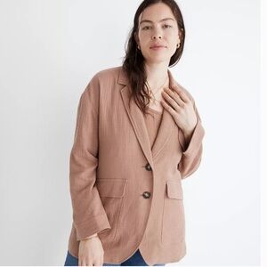 Madewell Cotton Linen Relaxed Larsen Blazer Sz L #X1
